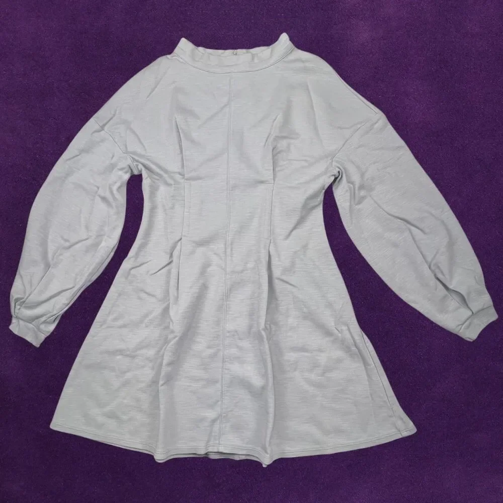 Free People Dress Womens Small Gray Long Sleeve Boho A Line Asymmetrical Grab - Picture 5 of 10